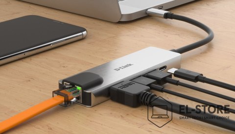 D-Link Adapter D-Link DUB-M520 - Przewodowy - Thunderbolt 3 - 60 W - 10,100,1000 Mbit/s - IEEE 802.3 - IEEE 802.3ab - IEEE 802.3az - IE
