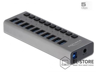 DELOCK Delock Zewnętrzny USB 3.0 Hub z 10 portami i przełącznikami