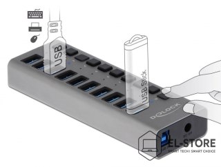DELOCK Delock Zewnętrzny USB 3.0 Hub z 10 portami i przełącznikami
