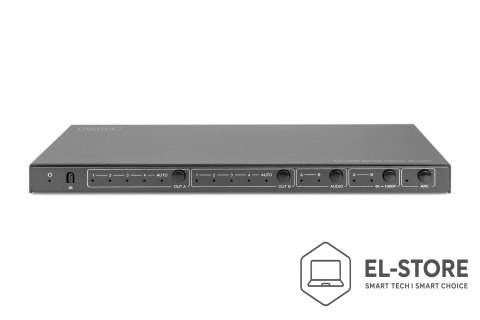 DIGITUS Przełącznik/Matrix HDMI 4/2-porty 4K 60Hz UHD HDR HDCP 2.2 EDID audio z pilotem