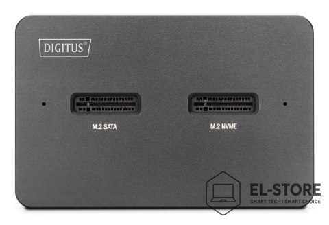 DIGITUS Stacja dokująca USB-C 3.2 Gen2 dla dysków SSD M.2 Duo NVMe oraz SATA (max. 2x 4 TB) z czytnikiem kart SD-Express 7.1 (max. 2 TB)