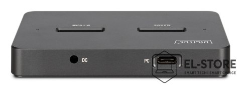 DIGITUS Stacja dokująca USB-C 3.2 Gen2 dla dysków SSD M.2 Duo NVMe oraz SATA (max. 2x 4 TB) z czytnikiem kart SD-Express 7.1 (max. 2 TB)