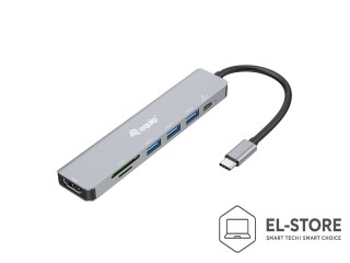 EQUIP Equip 133494 stacja dokująca Przewodowa USB 3.2 Gen 1 (3.1 Gen 1) Type-C Srebrny