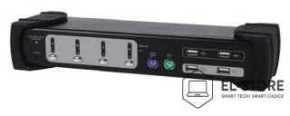 EQUIP Wyposaż się w 4-portowy monitor Combo - przełącznik KVM/Audio/USB - PS/2, USB - 4 x KVM/Audio - 1 użytkownik lokalny - komputer 