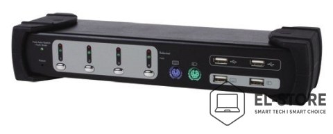 EQUIP Wyposaż się w 4-portowy monitor Combo - przełącznik KVM/Audio/USB - PS/2, USB - 4 x KVM/Audio - 1 użytkownik lokalny - komputer 