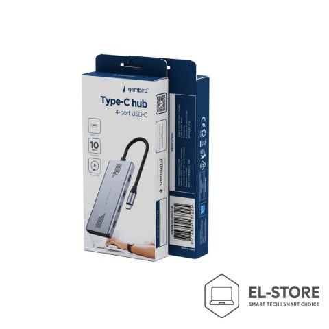 GEMBIRD GEMBIRD 4-PORTOWY HUB USB-C 3.2 (GEN 2) TYPU C SZARY