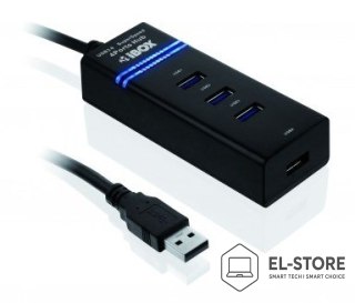 IBOX Hub IBOX USB 3.0 CZARNY 4-PORTY IUH3FB (4x USB 3.0; kolor czarny)