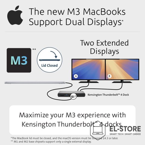 Kensington Kensington SD5760T - Stacja dokująca - USB-C / USB4 / Thunderbolt 3 / Thunderbolt 4 - 2 x HDMI, Thunderbolt - GigE