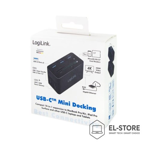 LogiLink Logilink Stacja dokująca USB 3.2 (G1) HDMI, 10-portowa, PD4
