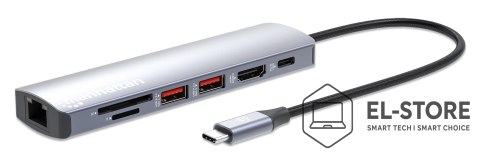 Manhattan Manhattan 153966 stacja dokująca Przewodowa USB 3.2 Gen 2 (3.1 Gen 2) Type-C Srebrny