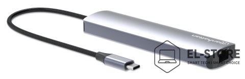Manhattan Manhattan 153966 stacja dokująca Przewodowa USB 3.2 Gen 2 (3.1 Gen 2) Type-C Srebrny
