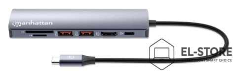 Manhattan Manhattan 153966 stacja dokująca Przewodowa USB 3.2 Gen 2 (3.1 Gen 2) Type-C Srebrny
