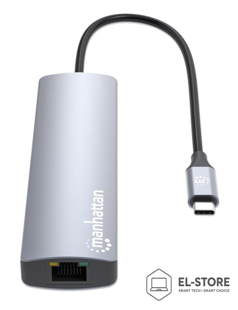 Manhattan Manhattan 153966 stacja dokująca Przewodowa USB 3.2 Gen 2 (3.1 Gen 2) Type-C Srebrny