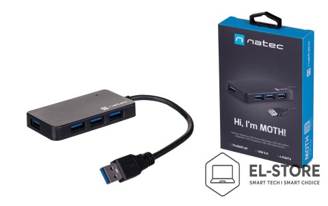 NATEC Hub NATEC Moth NHU-1342 (4x USB 3.0; kolor czarny)