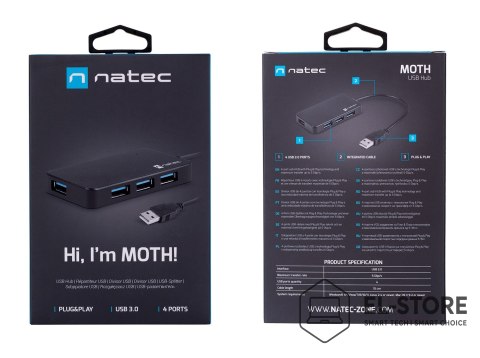 NATEC Hub NATEC Moth NHU-1342 (4x USB 3.0; kolor czarny)