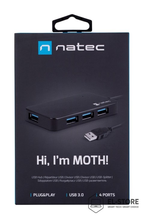 NATEC Hub NATEC Moth NHU-1342 (4x USB 3.0; kolor czarny)