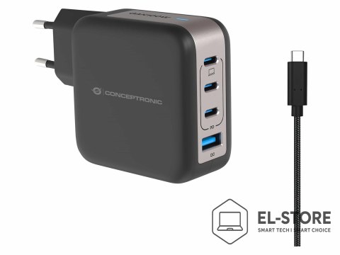 No name CONCEPTRONIC Ładowarka 4Port GaN 3xUSB-C/1xA 100WPD3.0/PPS sw