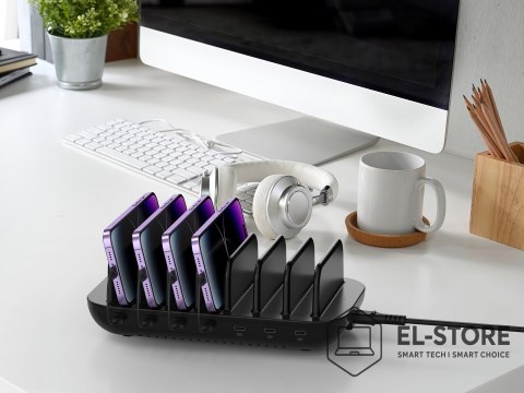 No name CONCEPTRONIC Ładowarka 7Port 7xUSB-C Multi 160WPD3.0 bk