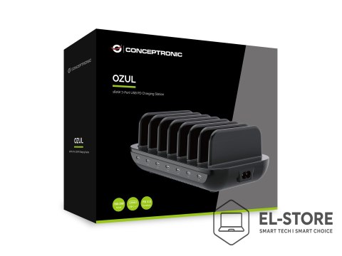 No name CONCEPTRONIC Ładowarka 7Port 7xUSB-C Multi 160WPD3.0 bk