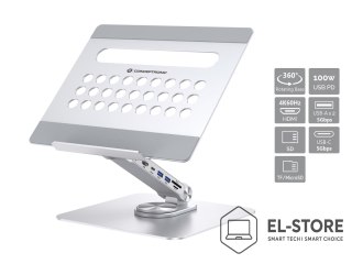 No name CONCEPTRONIC Uchwyt na laptopa ze stacją dokującą 7 w 1 srebrny