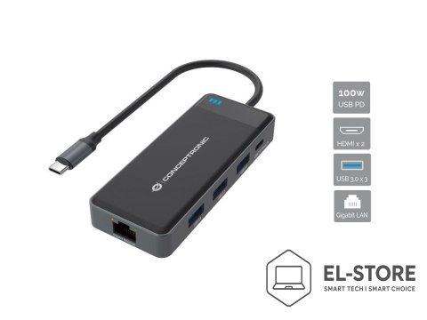 No name Conceptronic DONN14G stacja dokująca Przewodowa USB 3.2 Gen 1 (3.1 Gen 1) Type-C Szary