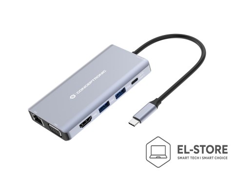No name Conceptronic DONN20G stacja dokująca Przewodowa USB 3.2 Gen 1 (3.1 Gen 1) Type-C Szary