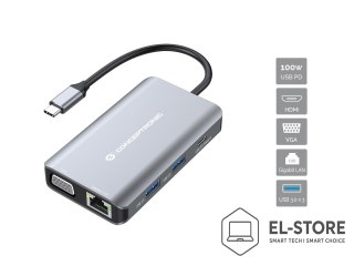 No name Conceptronic DONN21G stacja dokująca Przewodowa USB 3.2 Gen 1 (3.1 Gen 1) Type-C Szary