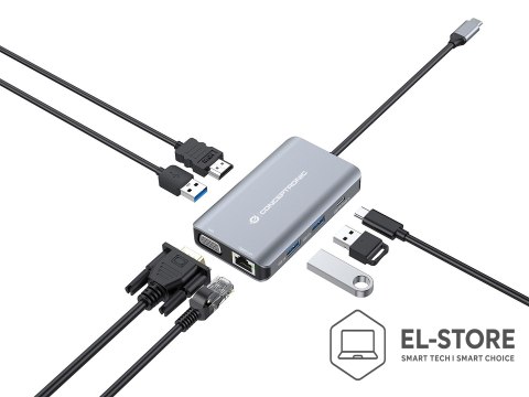 No name Conceptronic DONN21G stacja dokująca Przewodowa USB 3.2 Gen 1 (3.1 Gen 1) Type-C Szary