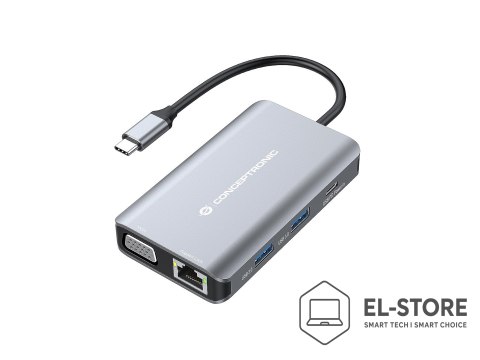 No name Conceptronic DONN21G stacja dokująca Przewodowa USB 3.2 Gen 1 (3.1 Gen 1) Type-C Szary