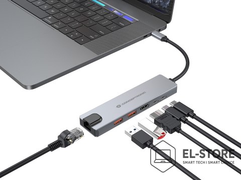 No name Conceptronic DONN29G stacja dokująca Przewodowa USB 3.2 Gen 2 (3.1 Gen 2) Type-C Szary