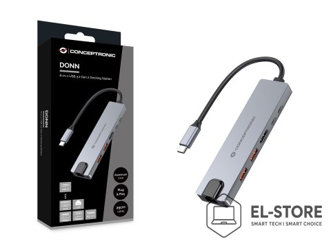No name Conceptronic DONN29G stacja dokująca Przewodowa USB 3.2 Gen 2 (3.1 Gen 2) Type-C Szary