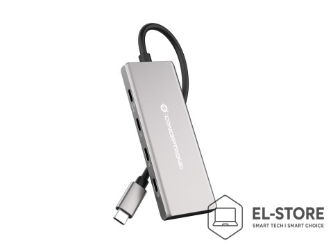 No name Conceptronic HUBBIES17G huby i koncentratory USB 3.2 Gen 2 (3.1 Gen 2) Type-C 10000 Mbit/s Szary
