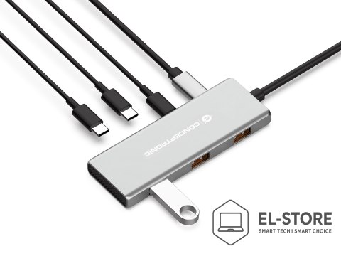 No name Conceptronic HUBBIES17G huby i koncentratory USB 3.2 Gen 2 (3.1 Gen 2) Type-C 10000 Mbit/s Szary