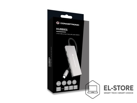 No name Conceptronic HUBBIES17G huby i koncentratory USB 3.2 Gen 2 (3.1 Gen 2) Type-C 10000 Mbit/s Szary