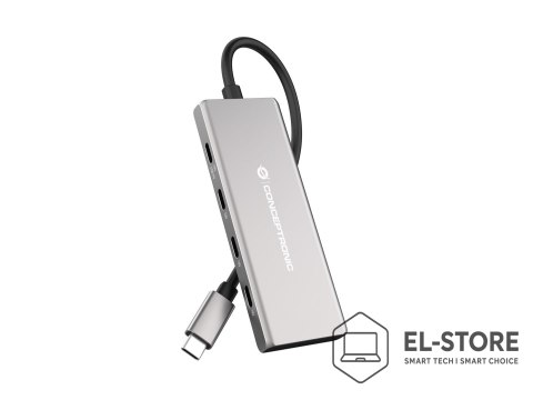No name Conceptronic HUBBIES17G huby i koncentratory USB 3.2 Gen 2 (3.1 Gen 2) Type-C 10000 Mbit/s Szary