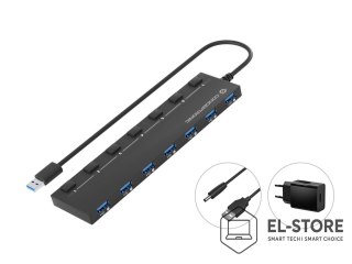 No name Conceptronic HUBBIES19BP huby i koncentratory USB 3.2 Gen 1 (3.1 Gen 1) Type-A 5000 Mbit/s Czarny