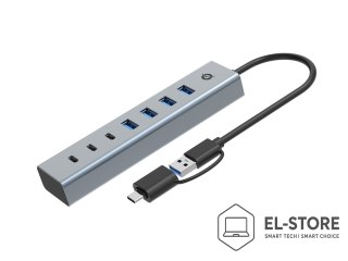 No name Conceptronic HUBBIES20GP huby i koncentratory USB 3.2 Gen 1 (3.1 Gen 1) Type-C 5000 Mbit/s Szary
