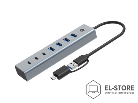 No name Conceptronic HUBBIES20GP huby i koncentratory USB 3.2 Gen 1 (3.1 Gen 1) Type-C 5000 Mbit/s Szary