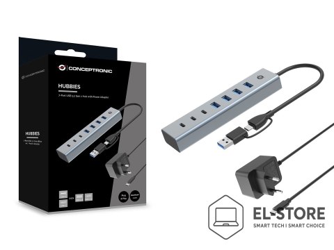 No name Conceptronic HUBBIES20GP huby i koncentratory USB 3.2 Gen 1 (3.1 Gen 1) Type-C 5000 Mbit/s Szary