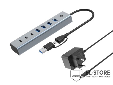 No name Conceptronic HUBBIES20GP huby i koncentratory USB 3.2 Gen 1 (3.1 Gen 1) Type-C 5000 Mbit/s Szary