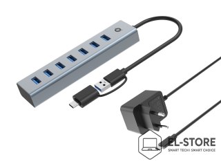 No name Conceptronic HUBBIES21GP huby i koncentratory USB 3.2 Gen 1 (3.1 Gen 1) Type-A 5000 Mbit/s Szary