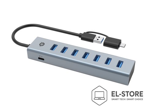 No name Conceptronic HUBBIES21GP huby i koncentratory USB 3.2 Gen 1 (3.1 Gen 1) Type-A 5000 Mbit/s Szary