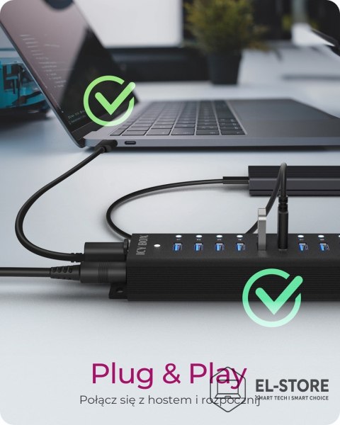 No name ICY BOX Hub 17-Portowy z USB 3.2 Gen