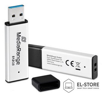 No name MediaRange MR1904 pamięć USB 512 GB USB Typu-A 3.2 Gen 1 (3.1 Gen 1) Czarny, Srebrny