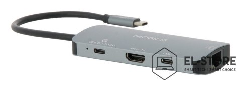 No name Mobilis 001382 stacja dokująca Przewodowa USB 3.2 Gen 1 (3.1 Gen 1) Type-C Czarny, Szary
