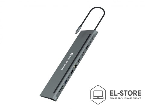 No name Stacja dokująca CONCEPTRONIC 12-1 USB-C->2xHDMI/3xUSB-A/DP/+ 18cm gr