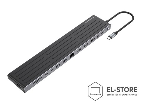 No name Stacja dokująca CONCEPTRONIC 14-1 USB-C->2xHDMI/DP/2xUSB-C/+ 18cm bk