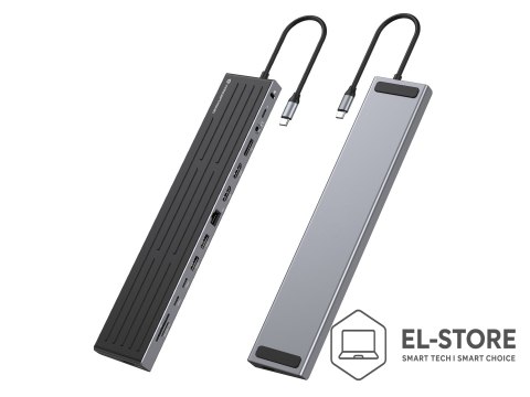 No name Stacja dokująca CONCEPTRONIC 14-1 USB-C->2xHDMI/DP/2xUSB-C/+ 18cm bk