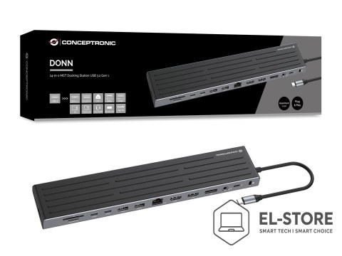 No name Stacja dokująca CONCEPTRONIC 14-1 USB-C->2xHDMI/DP/2xUSB-C/+ 18cm bk