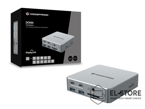 No name Stacja dokująca CONCEPTRONIC 15-1 USB-C->2xHDMI/2xUSB-C/4xUSB-A/+80W si